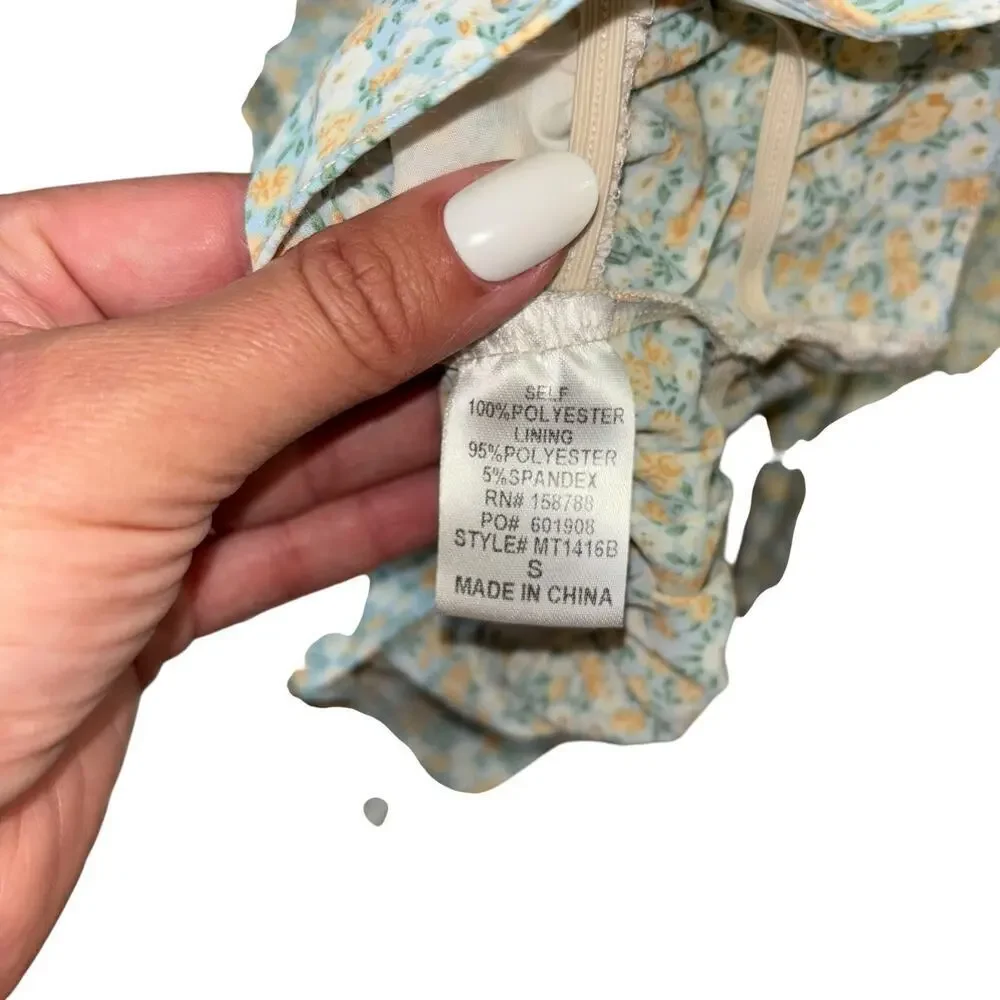 Mable Cottagecore Renaissance Peasant Floral Crop Top Women’s S Prairie Soft